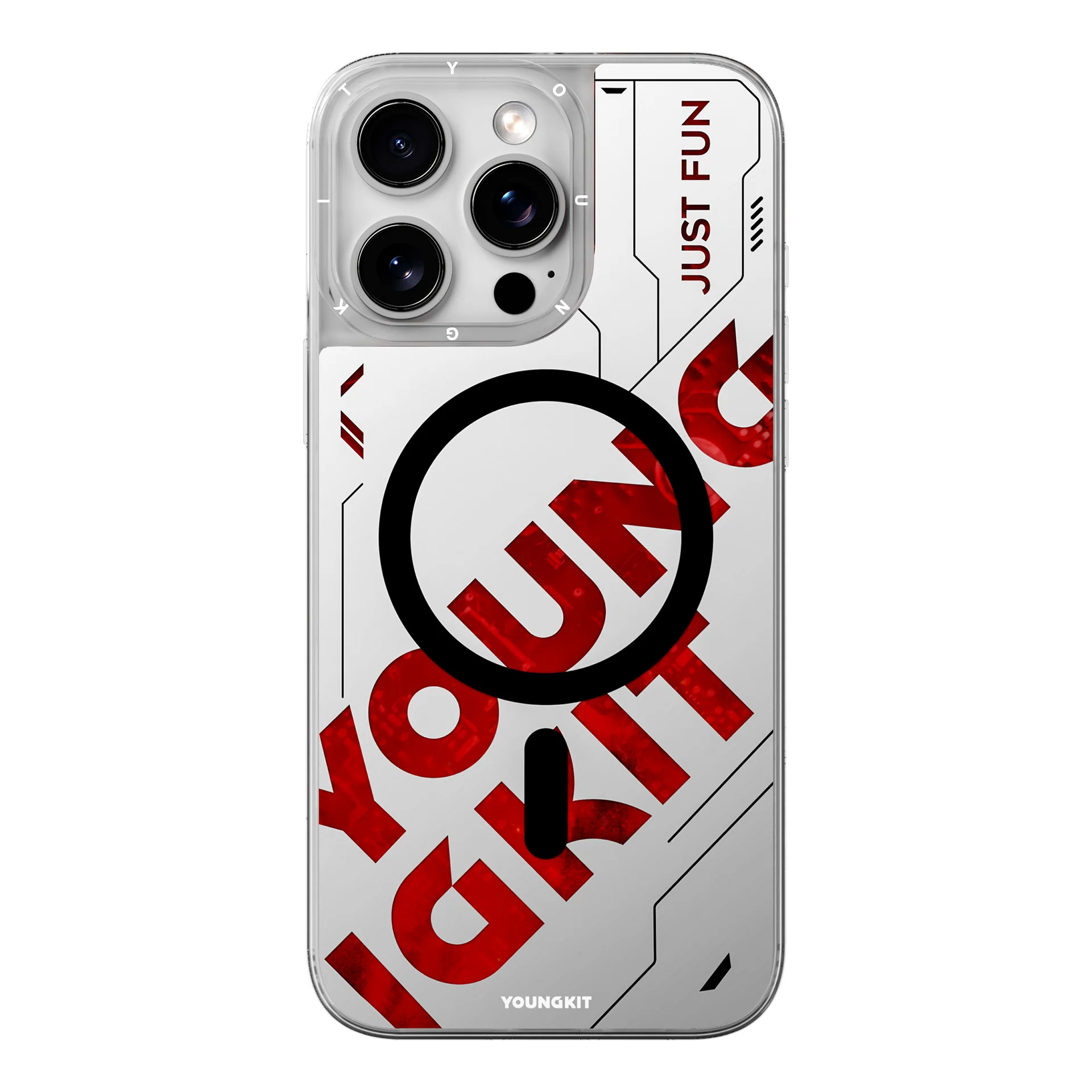 Youngkit Futuristic Red Luminous Quicksand Case for iPhone 16 pro max