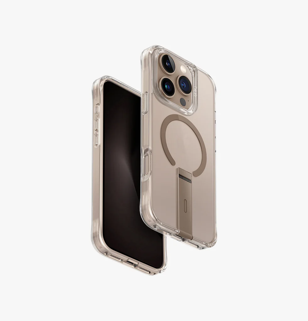 ELEVA MAGCLICK Charging with Vertical Stand Clear Phone Case Compatible with Hybrid iPhone 16 PRO MAX