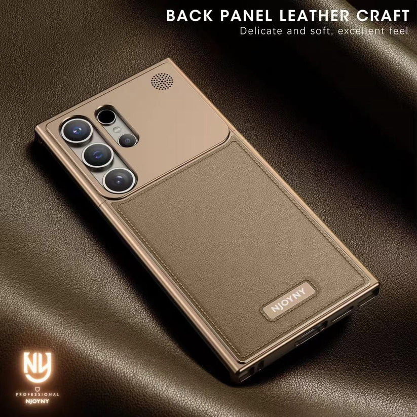 Samsung Galaxy S25 Ultra Aero Flex Frameless Metal Leather Case with Built-in Magsafe & Aroma - Desert