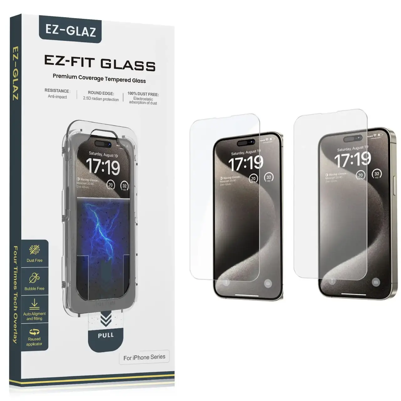 Mohave EZ-FIT Anti-Blue HD Clear Screen Protector for iPhone 16 16 Pro 16 Pro Max (2 Pack)