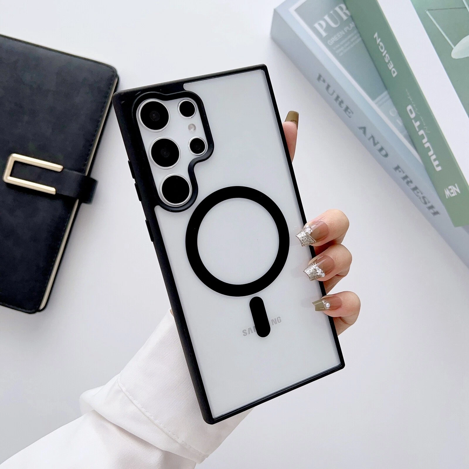 Simple TPU PC Magnetic Transparent Clear Case for Samsung