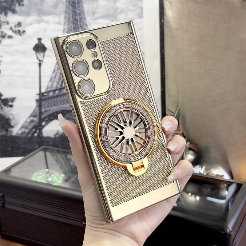 Heat Dissipation Mesh With360 Degree Rotating Bracket and Anti-fall Function Breathable Back Cover Case for Samsung