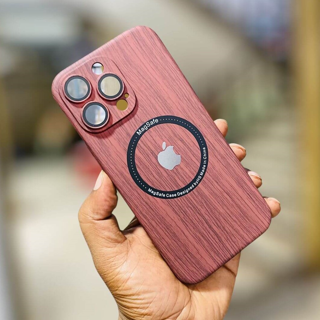 Wooden Color Magsafe Case with Lens Protection for iPhone