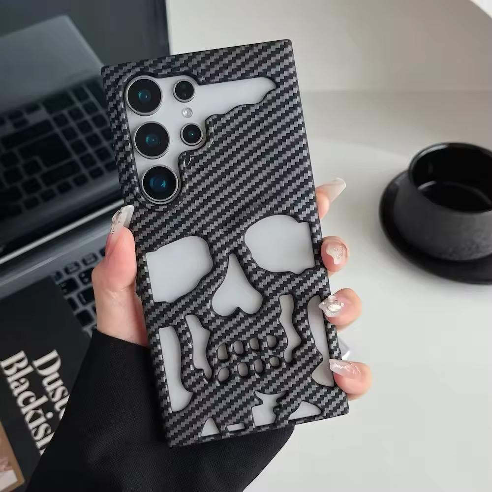Skull Skeleton Fashion Creative Shockproof Carbon Fiber Phone Cover