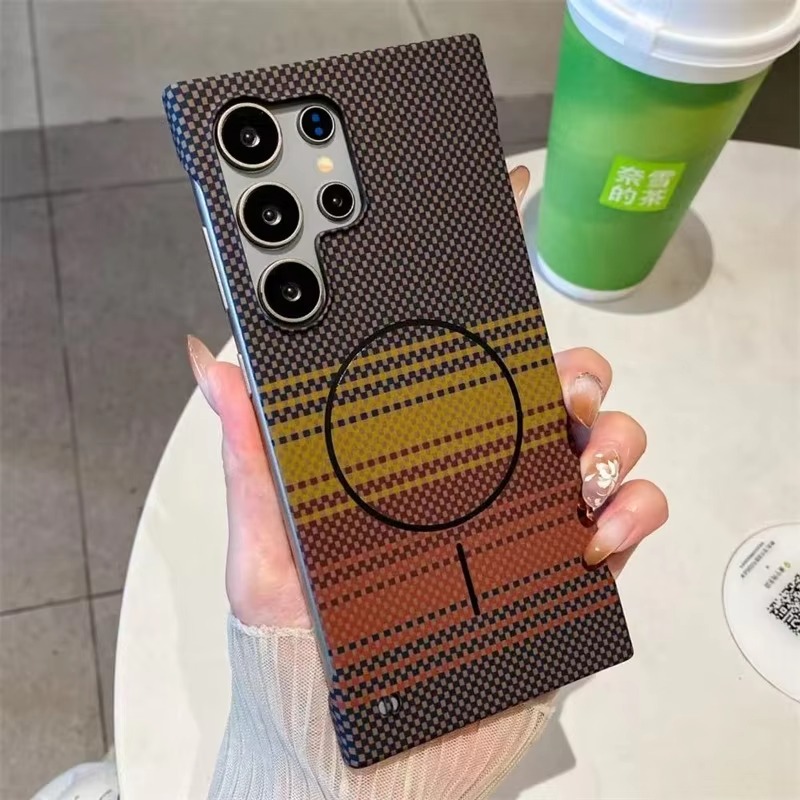 Ultra Thin Premium Mag Safe Magnetic Carbon Fiber Frameless Covers for Samsung