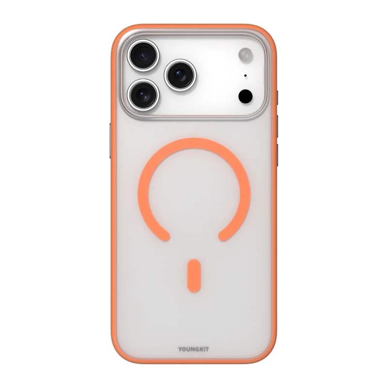 YOUNGKIT For iPhone 17 Pro Max Clear Case Compatible with MagSafe Shockproof TPU PC Phone Back Cover - Orange