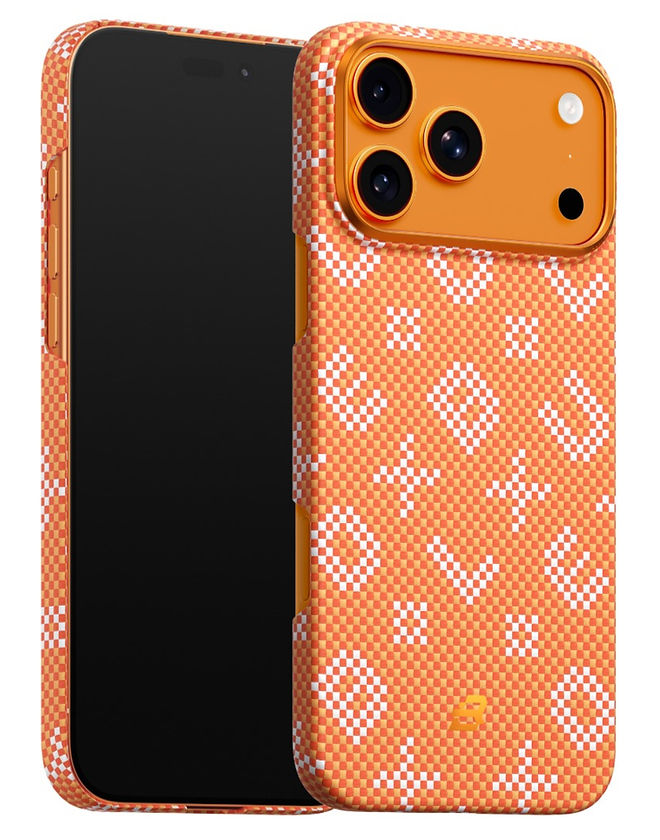 Blueo Gilded Woven Aramid Fiber Magnetic Case for iPhone 17 Pro Max Oranage