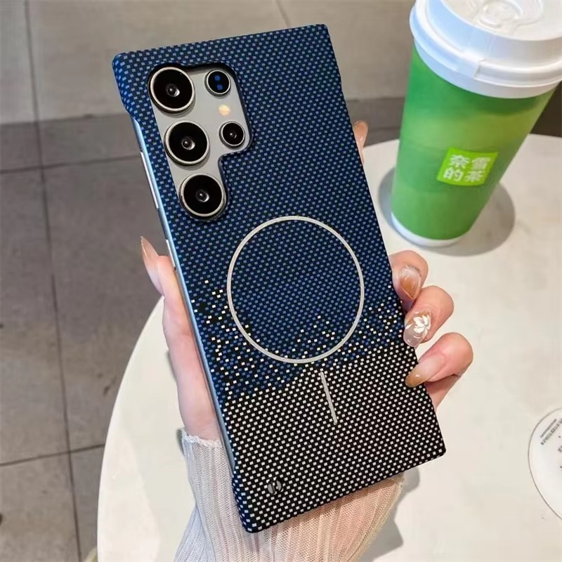 Ultra Thin Premium Mag Safe Magnetic Carbon Fiber Frameless Covers for Samsung S23 Ultra